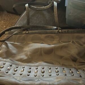 Coach Gray Studded Tote Bag